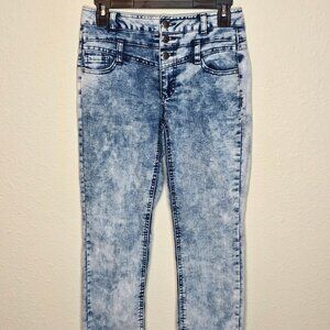 Blue Spice Junior's Acid Wash Distressed Denim Jeans, Size 3